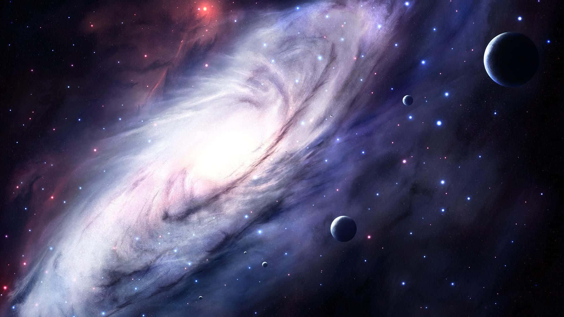 Galactic_ Whirl_with_ Planets Wallpaper