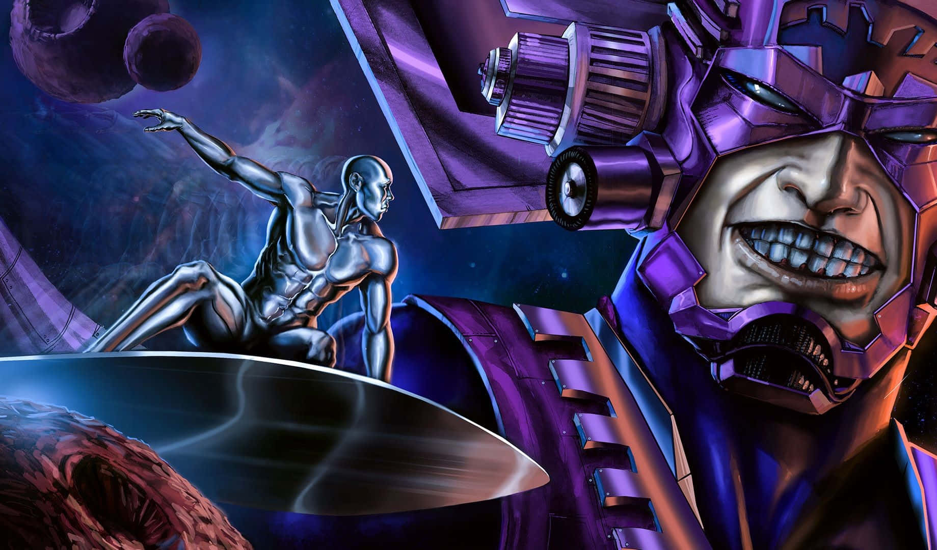 Galactus,el Devorador De Mundos, En Pie En El Espacio Fondo de pantalla