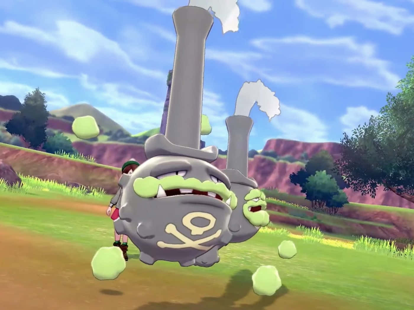 Galarian Weezing With Trainer Wallpaper