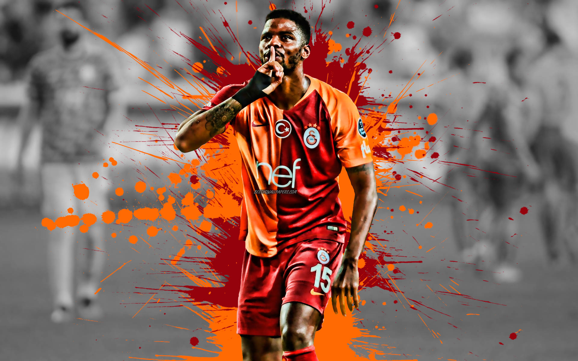 Galatasaray No. 15 Player in Action Wallpaper