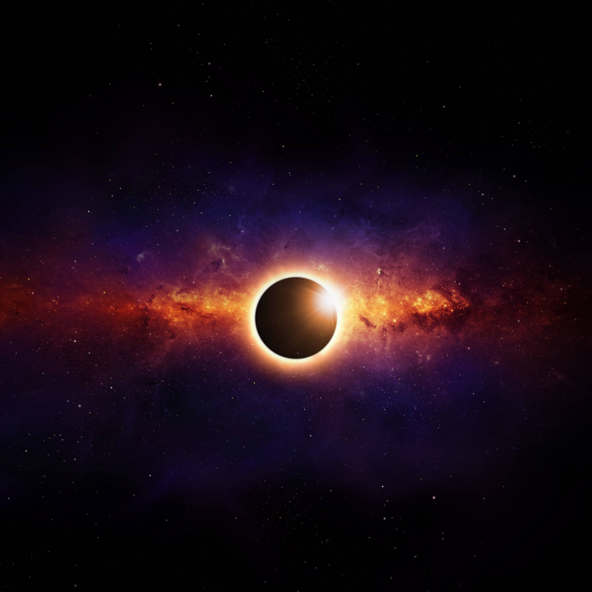 Galaxy And Solar Eclipse Wallpaper