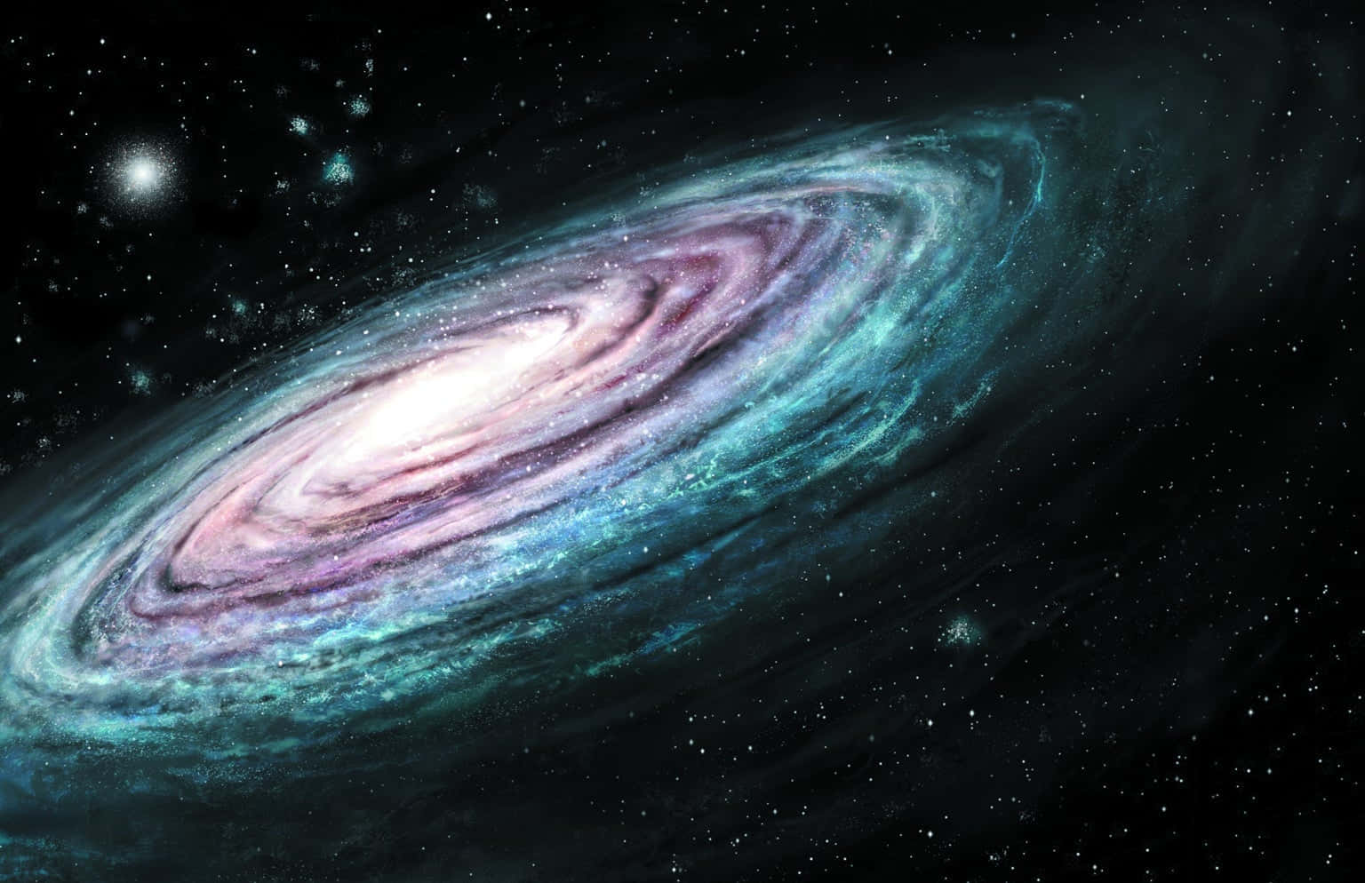 Galaksebilleder kommer til live under den natte himmel.