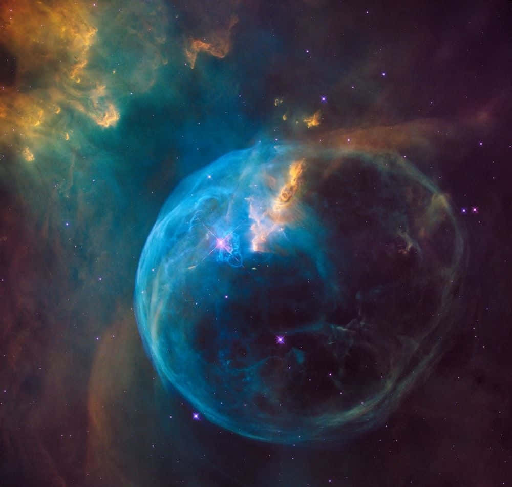 Nebulosaa Bolle In Estetica Blu Di Galassia. Sfondo