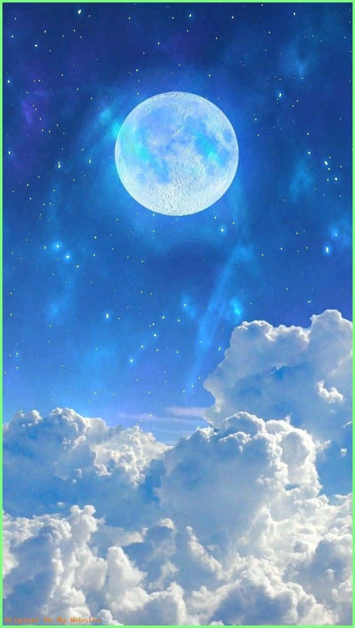 Galaxy Blue Aesthetic&Glowing Moon Wallpaper