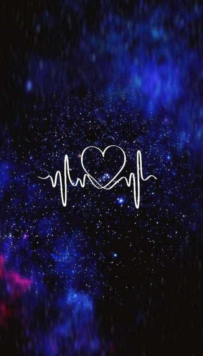 Galaxblåestetik Med Ett Hjärta. Wallpaper
