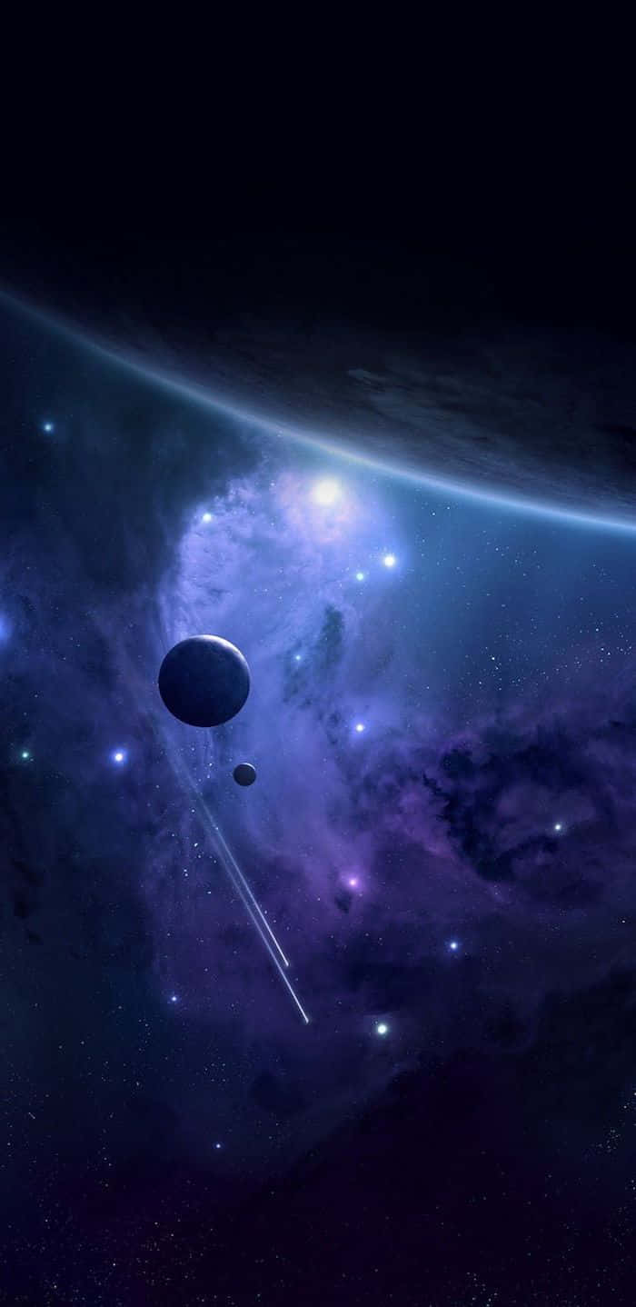 Udforsk den stjerneklare nattehimmel med en subtil poppet af elektrisk blå. Wallpaper