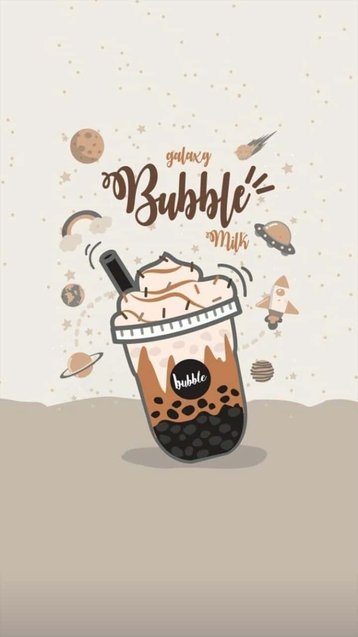 Galaxy Bubble Milk Tea Art Wallpaper