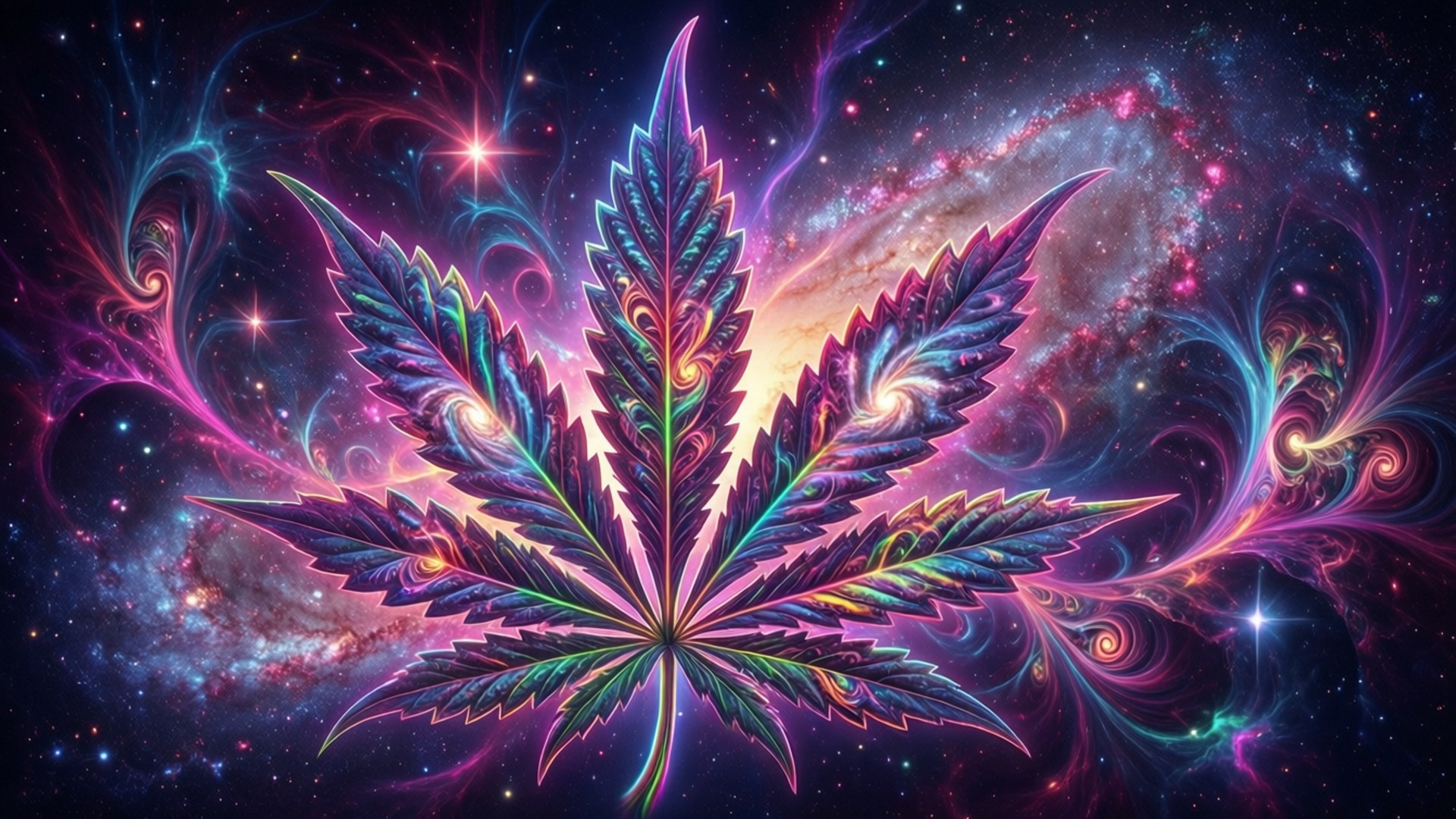 Galaxy Cannabis Leaf Wallpaper