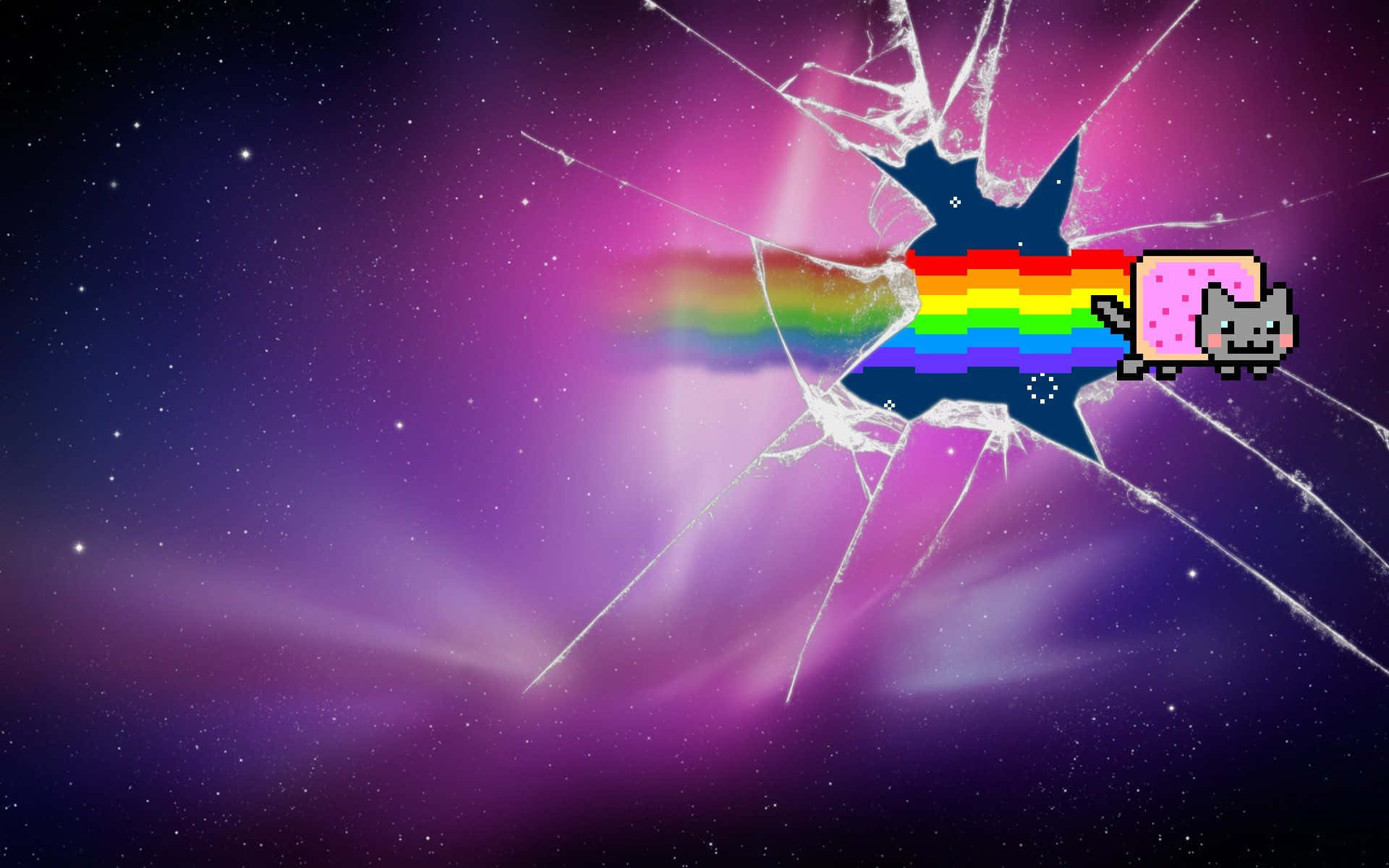 Galaxy Cat Flappy Nyan Breaks Glass Background