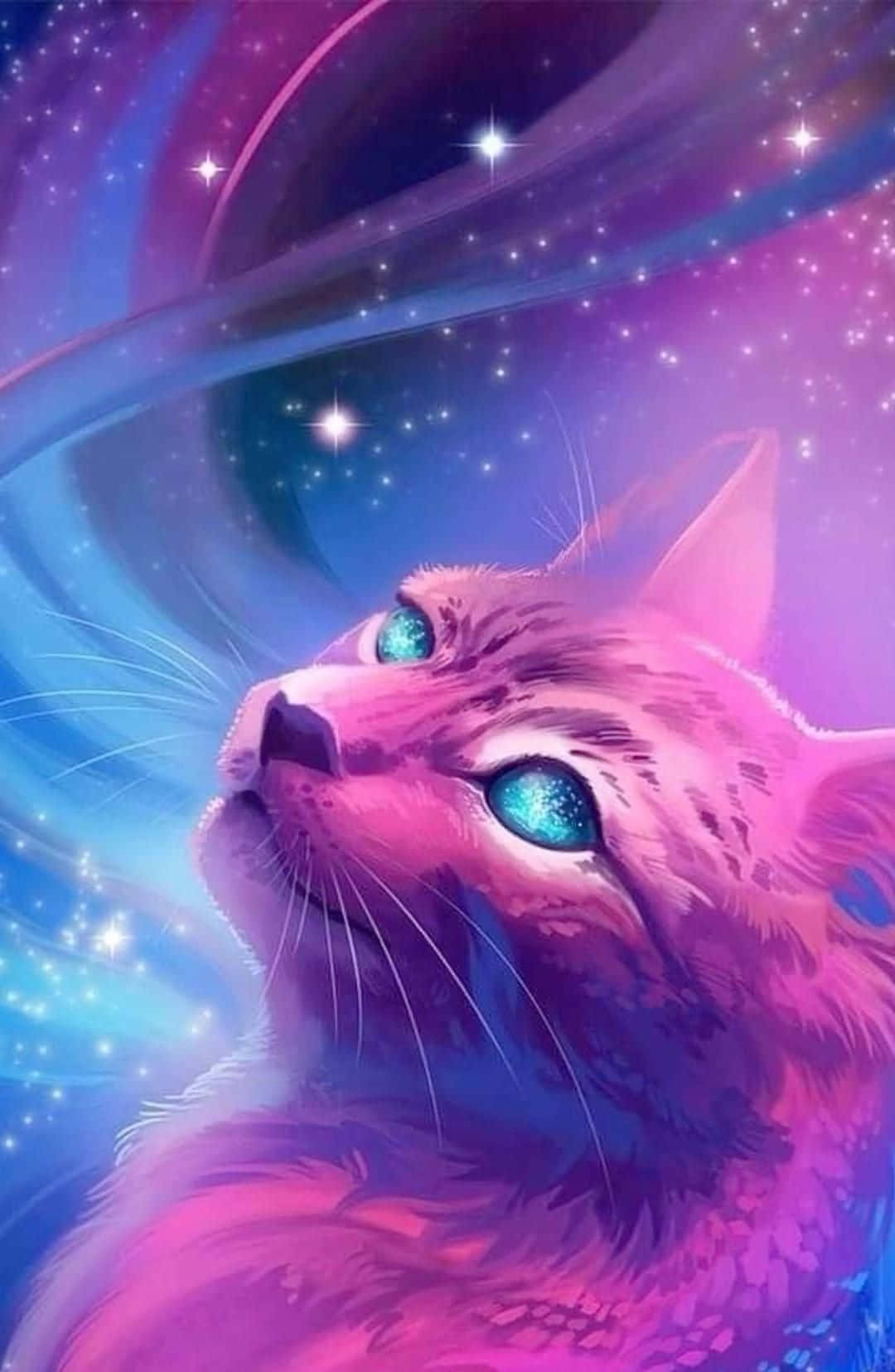 Galaxy Purple Cat Background