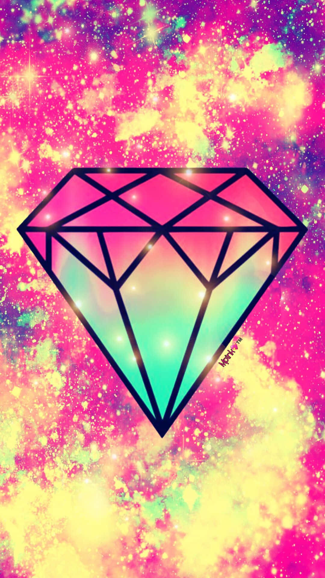 A Diamond On A Pink And Blue Background Wallpaper