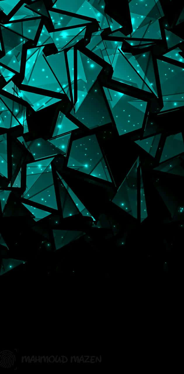 A Black Background With Green And Blue Triangles Wallpaper