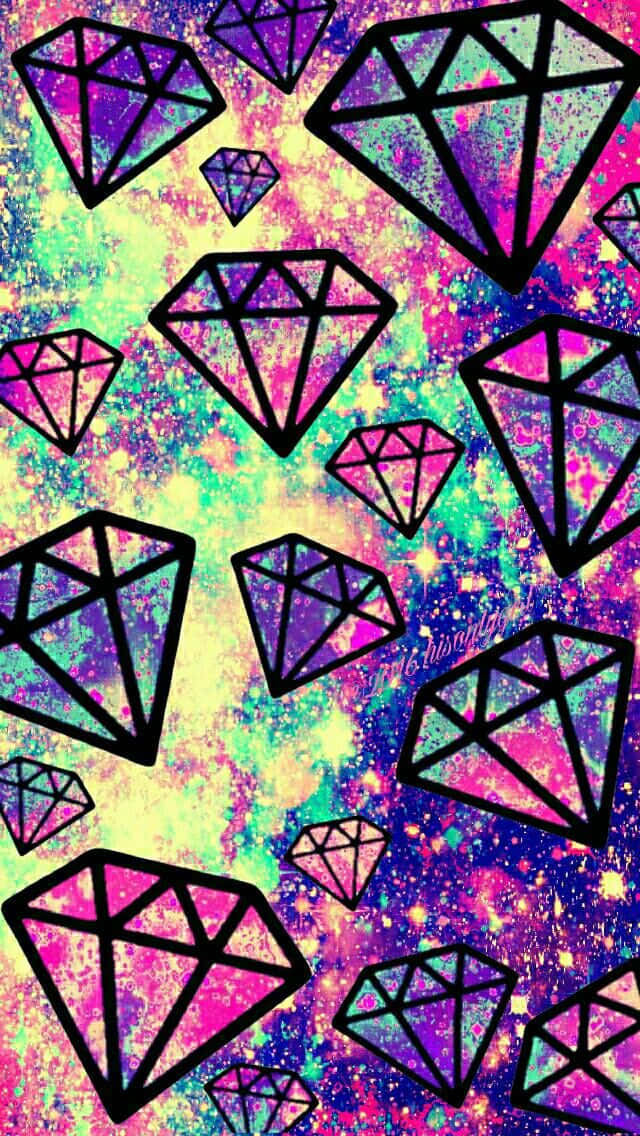 Enfärgglad Diamant-mönster På En Galaxbakgrund Wallpaper