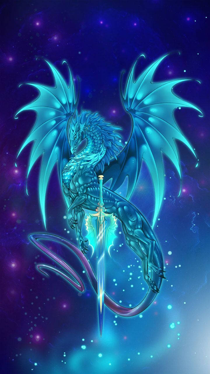 Galaxy Dragon With A Sword Wallpaper