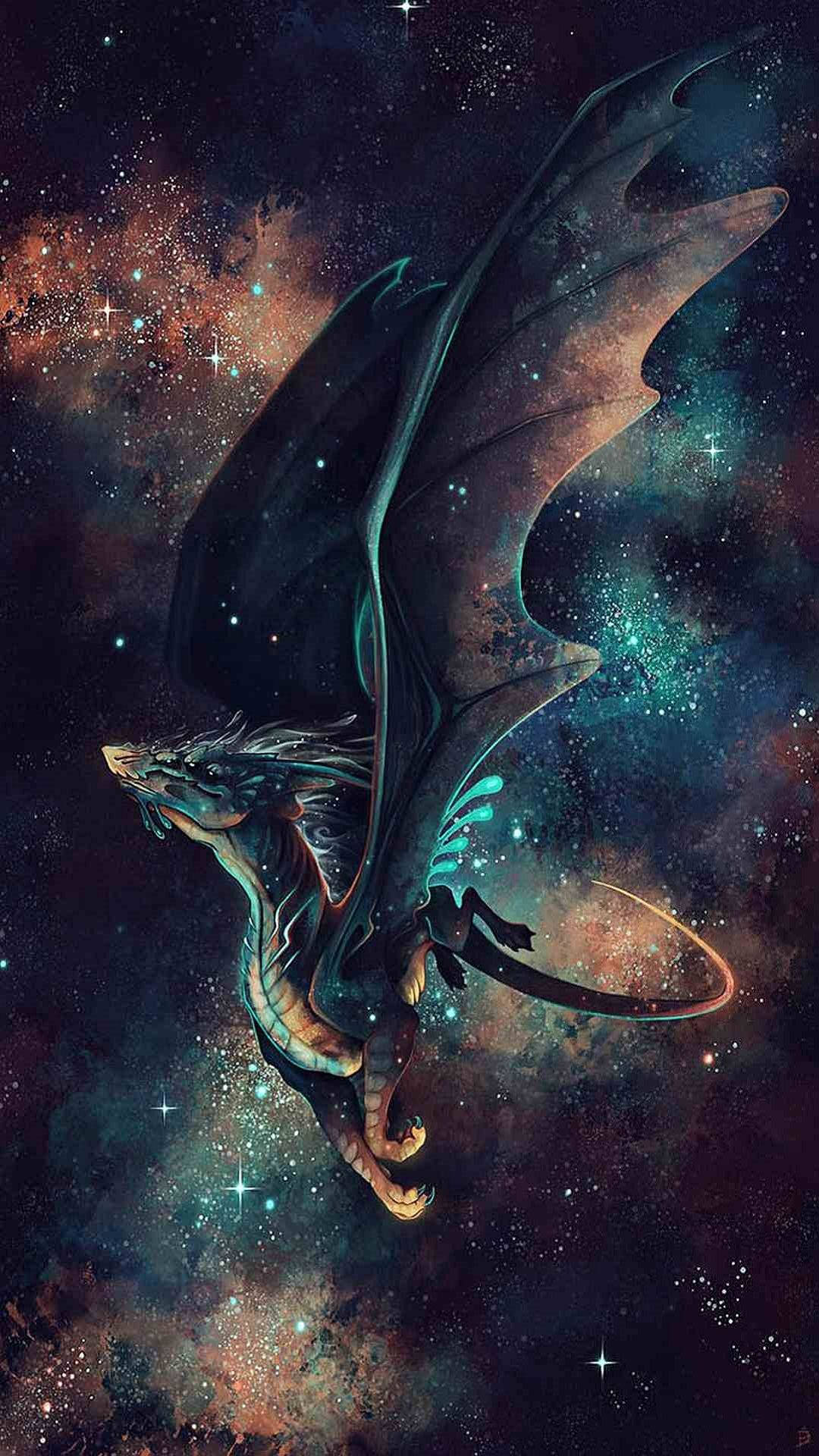 A fantasy art of a Galaxy Dragon Wallpaper