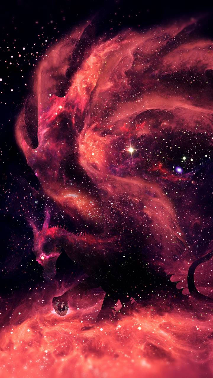 Udforsk universet med en galaktisk drage Wallpaper