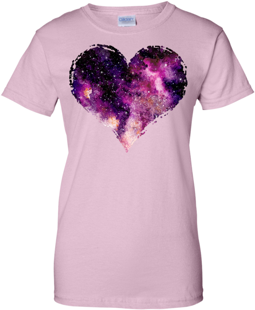 Galaxy Heart Print T Shirt PNG