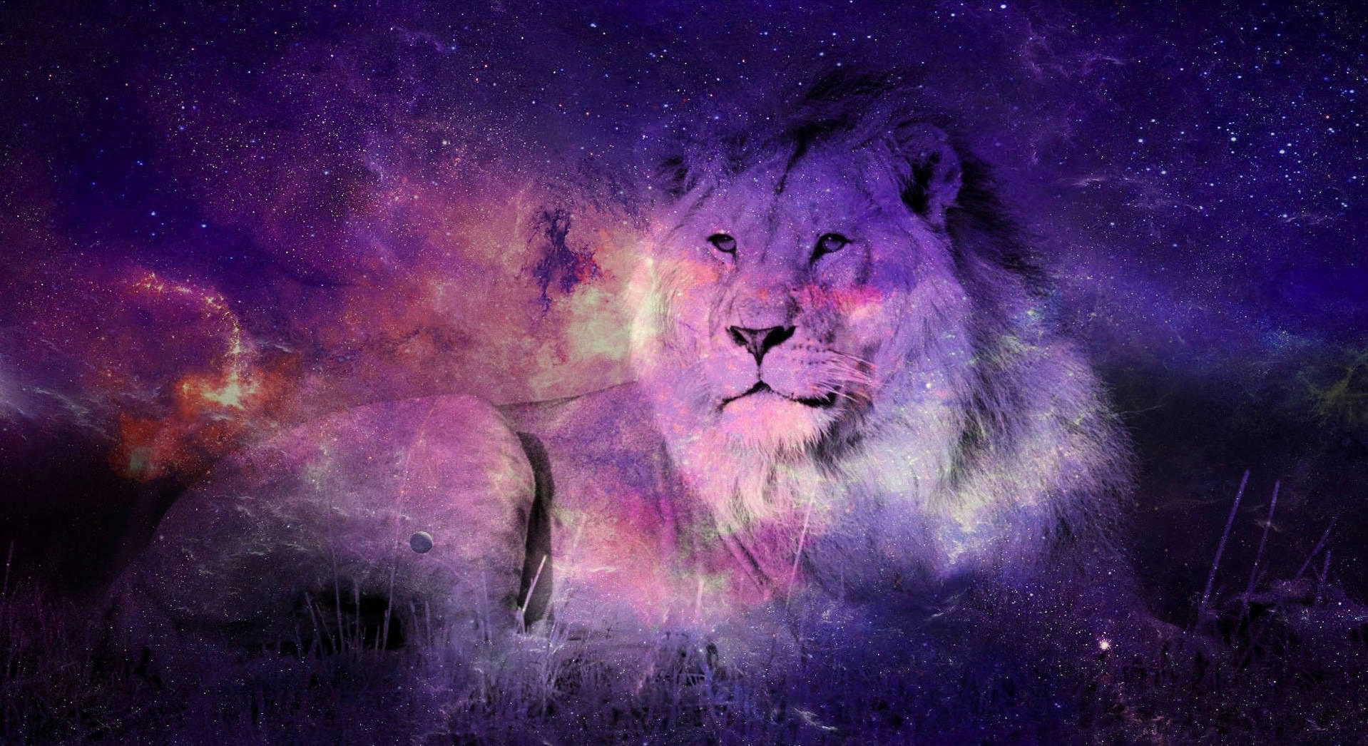 Galaxy Lion Overlay Background
