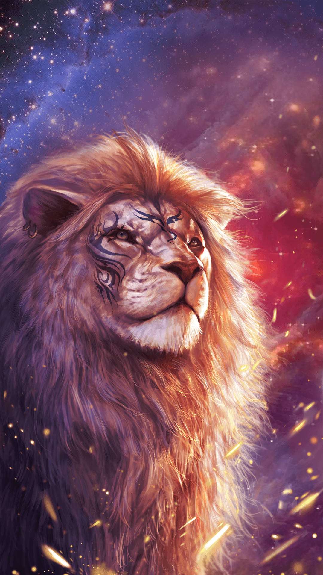 Galaxy Lion Realistic Art Wallpaper