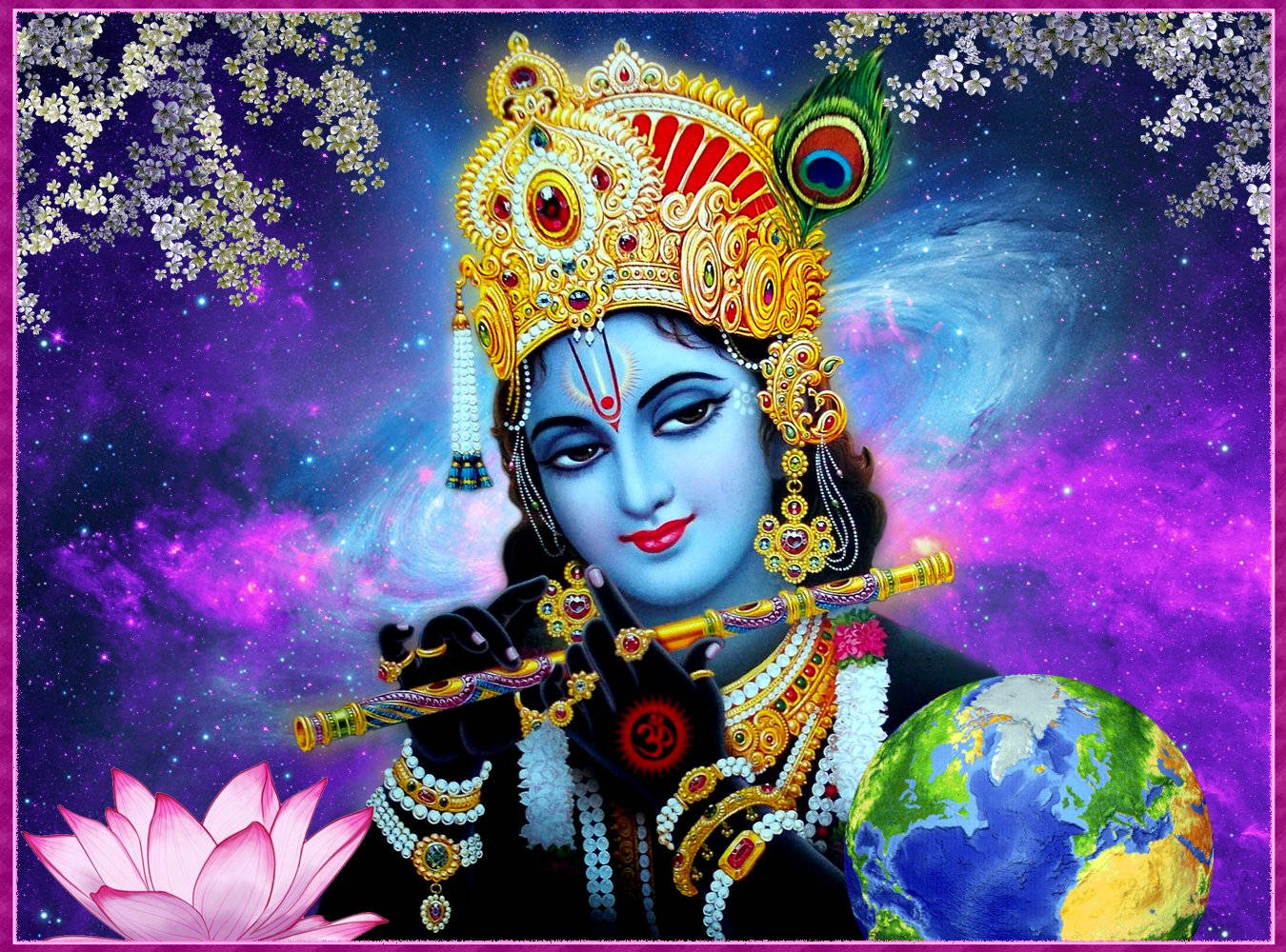 Galaxy Lord Krishna 3d Wallpaper