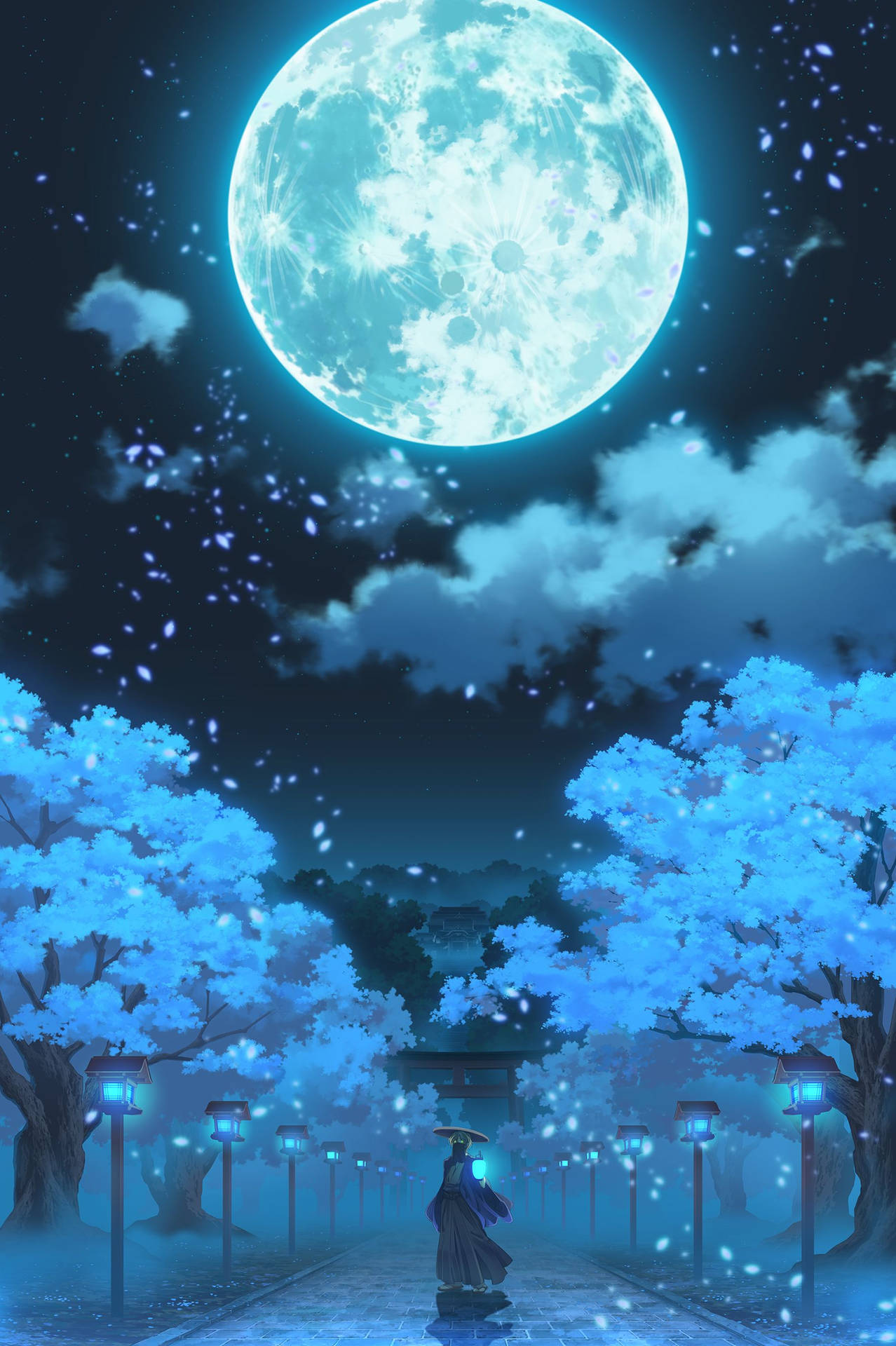 Galaxy Moon Anime Art Wallpaper