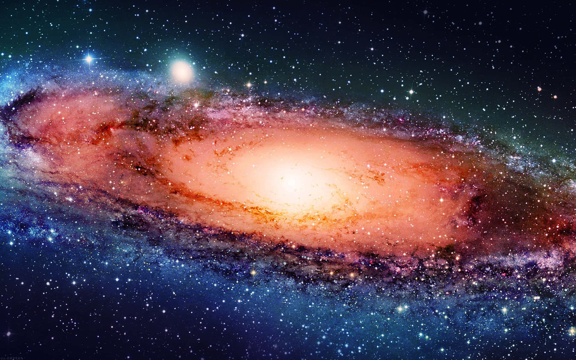 Image  "Beautiful Dazzling View of a Galaxy Full of Planets" Wallpaper