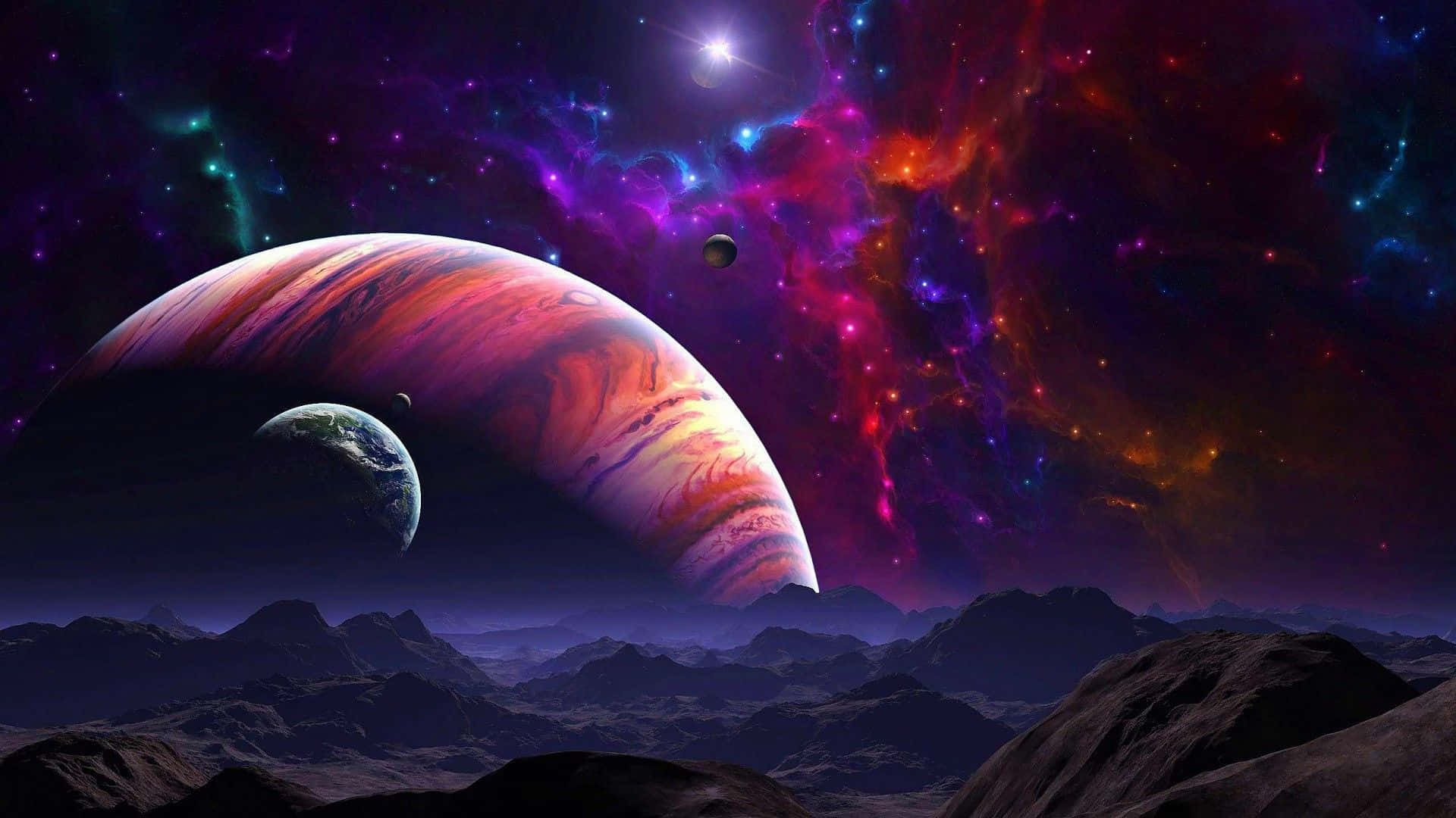 Einatemberaubender Blick Auf Einen Blauen Gasriesenplaneten Im Tiefen Weltraum Wallpaper
