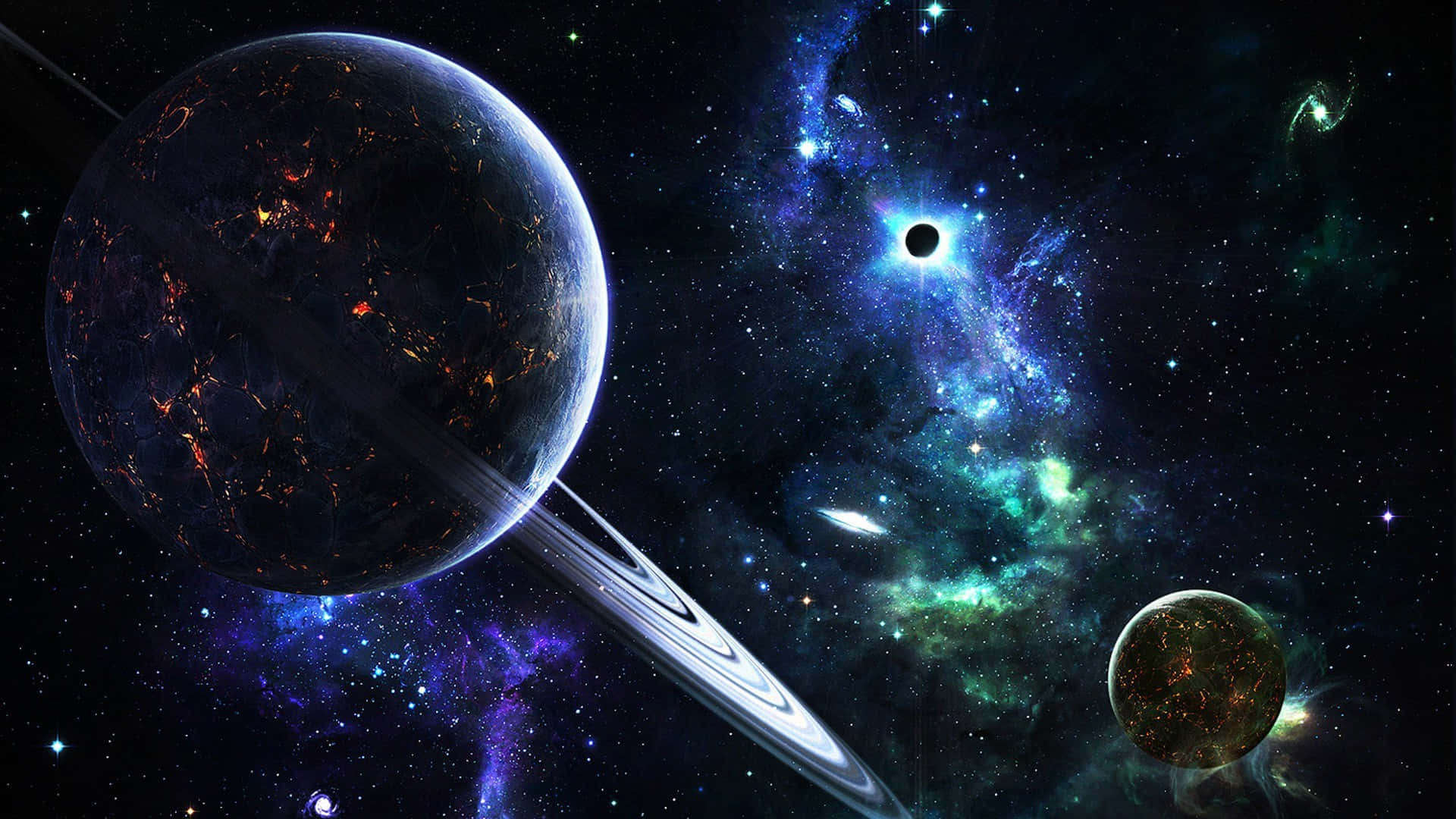 En Æterisk Verden | Galaxy Planet Scene Wallpaper