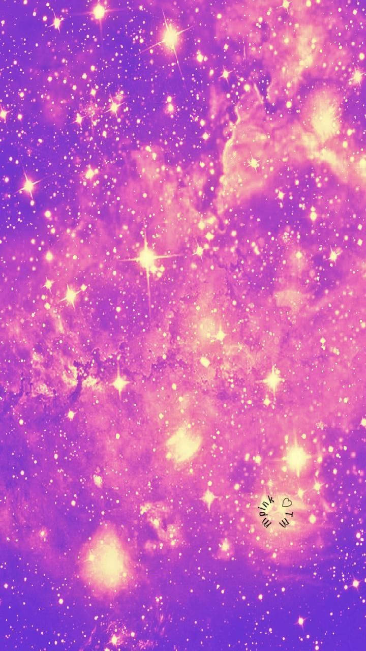Temade Galaxia Púrpura Con Purpurinas Doradas. Fondo de pantalla