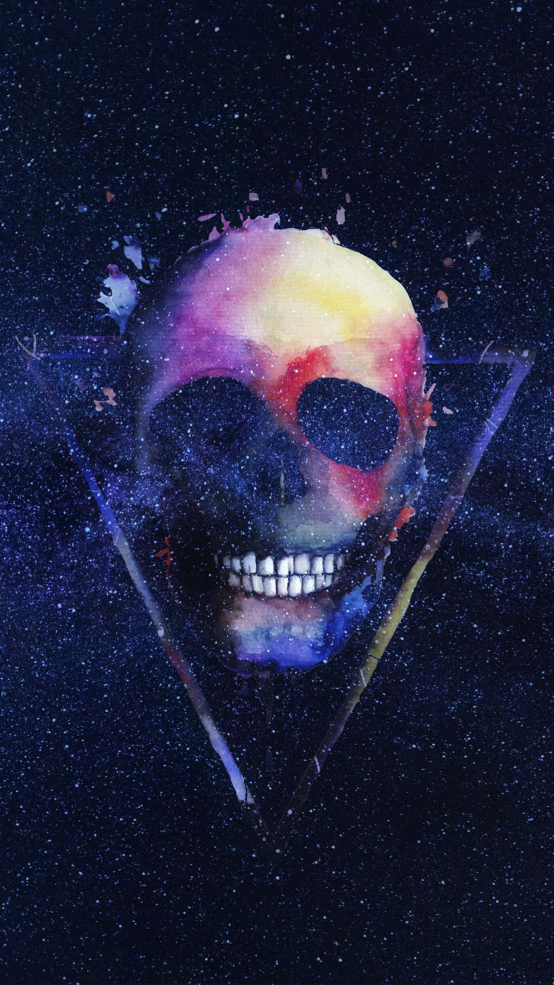 A Skull With A Colorful Background And A Triangle Wallpaper