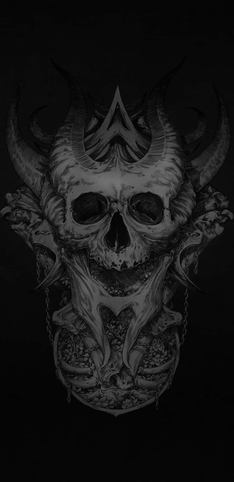 Unearth a cosmic mystery with this stunning galaxy skull wallpaper. Wallpaper