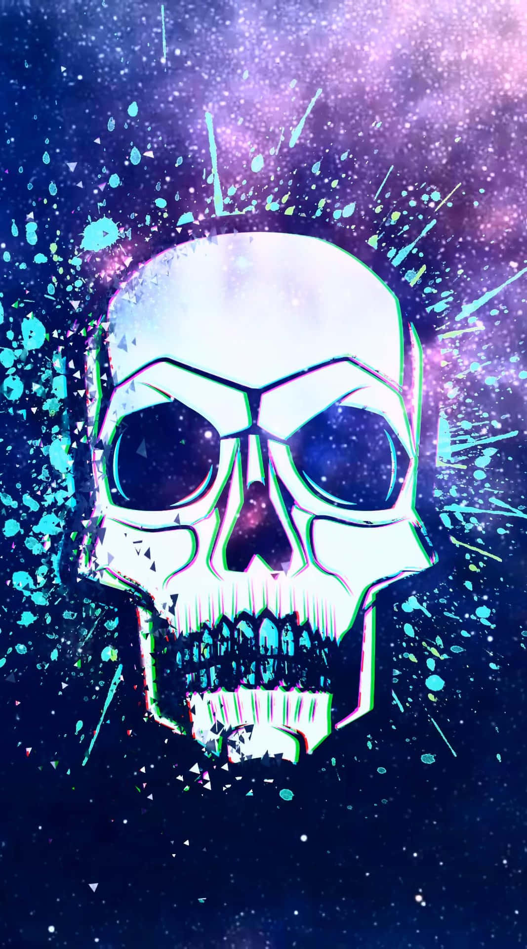 A colorful, galaxy-inspired skull with deep cosmic shadows Wallpaper
