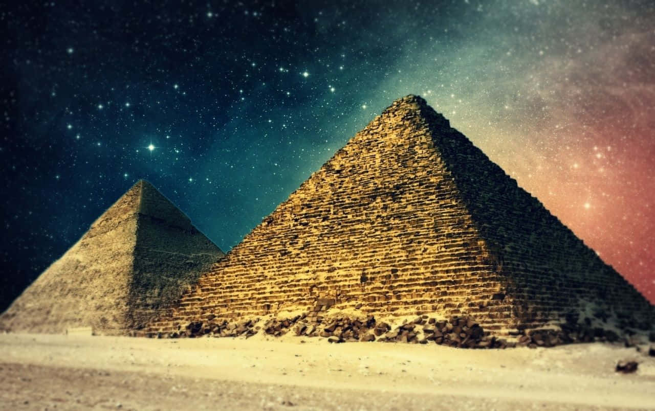Galaxy Sky Over Giza Pyramids Wallpaper