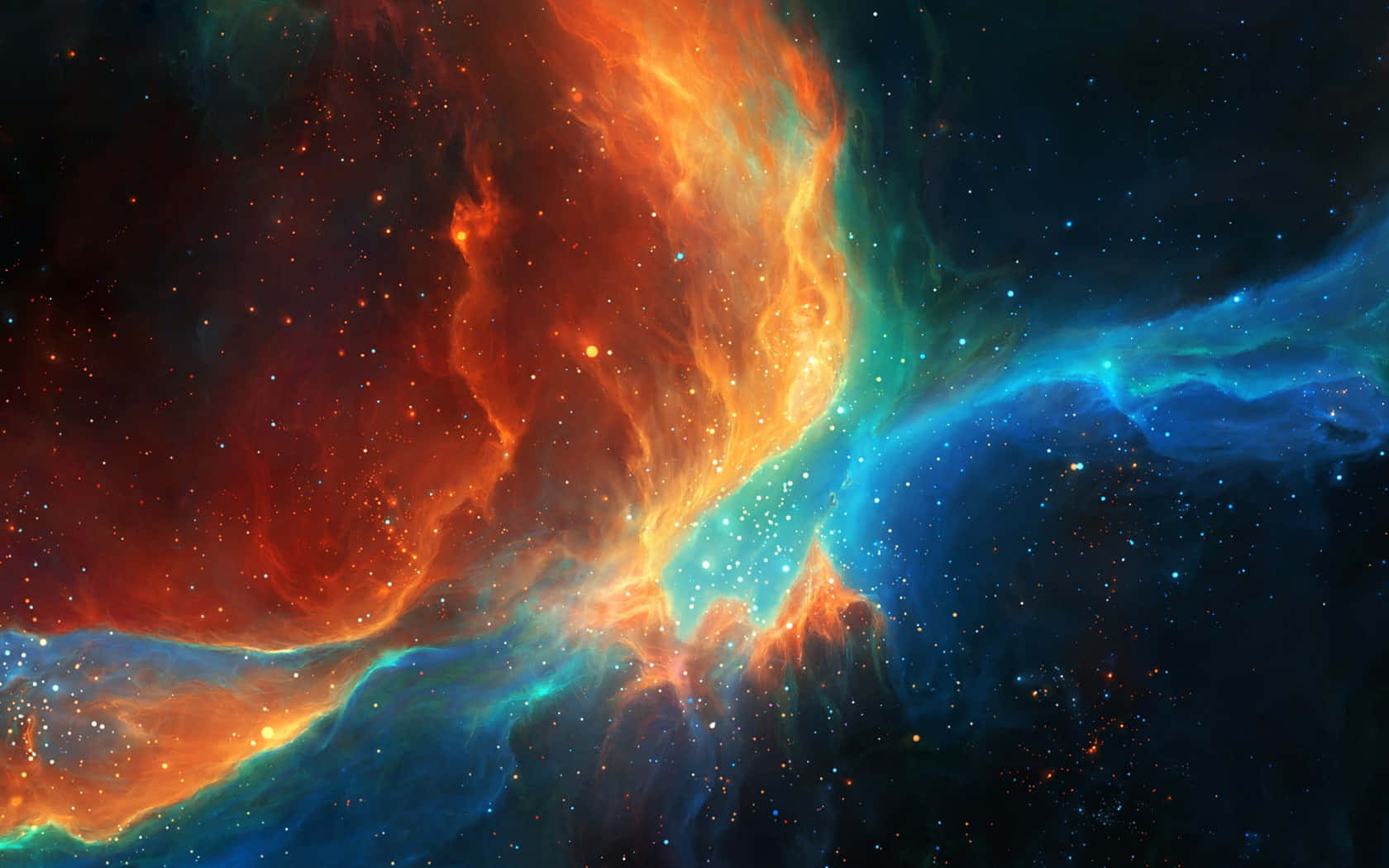 Sfondospaziale Galassia Con Nebula In Collisione