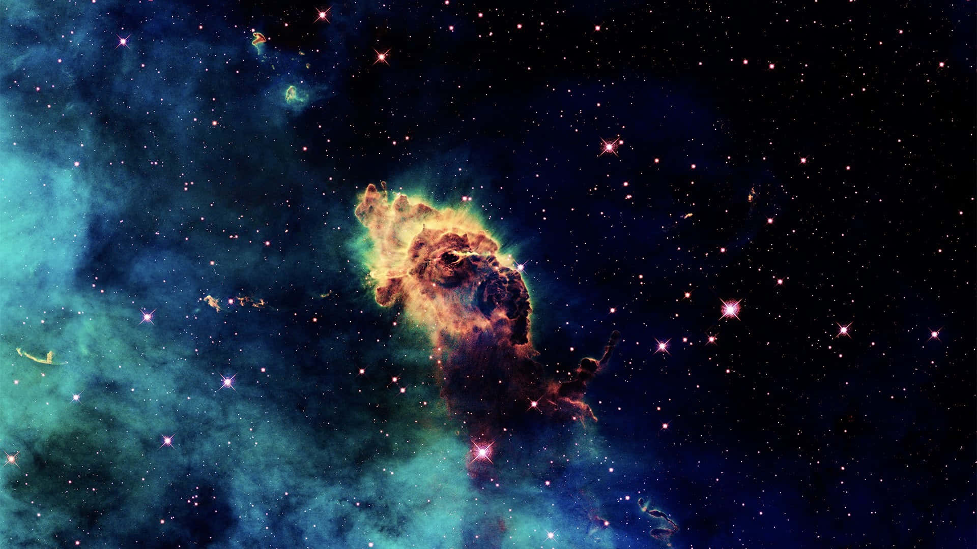 Galaxrymdbakgrund & Carina-nebulosa