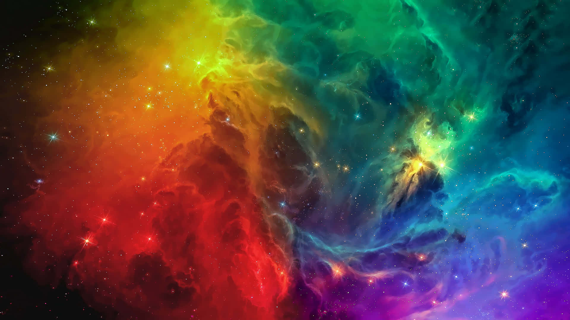 Rainbow In Galaxy Space Background