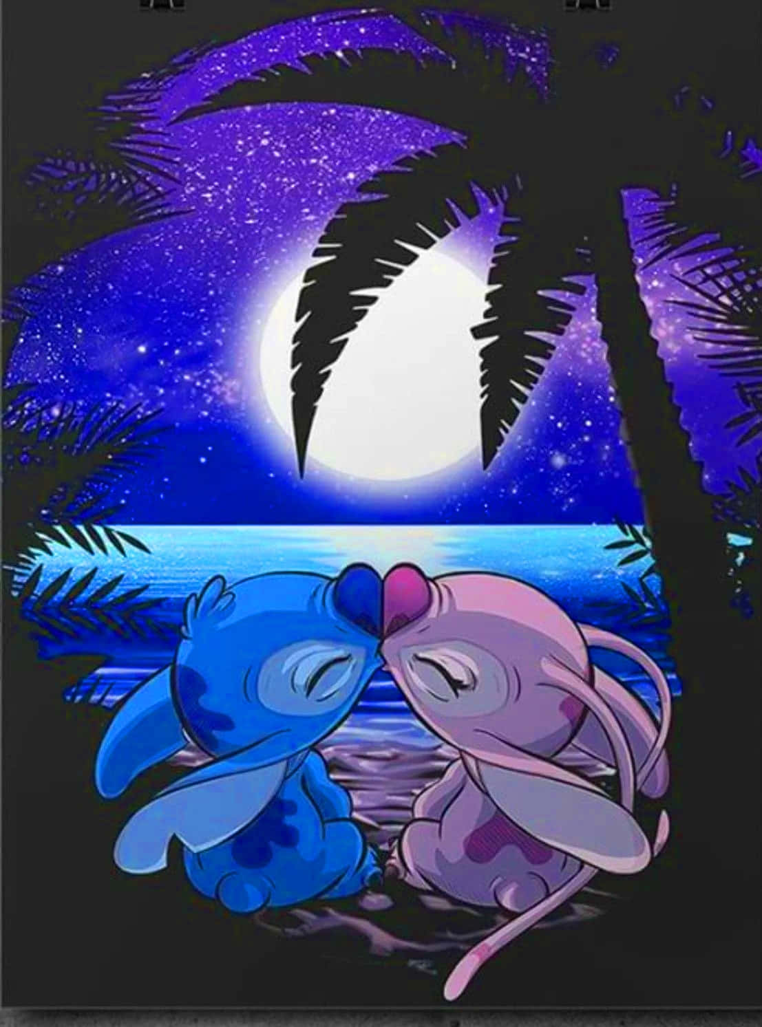 Galaxy Stitchand Angel Romantic Moonlight Wallpaper