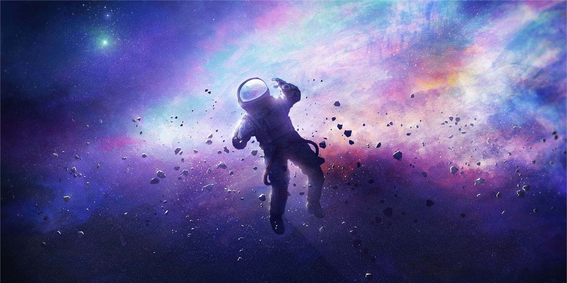 Explore the beauty of the galaxies through this colorful themed painting Wallpaper