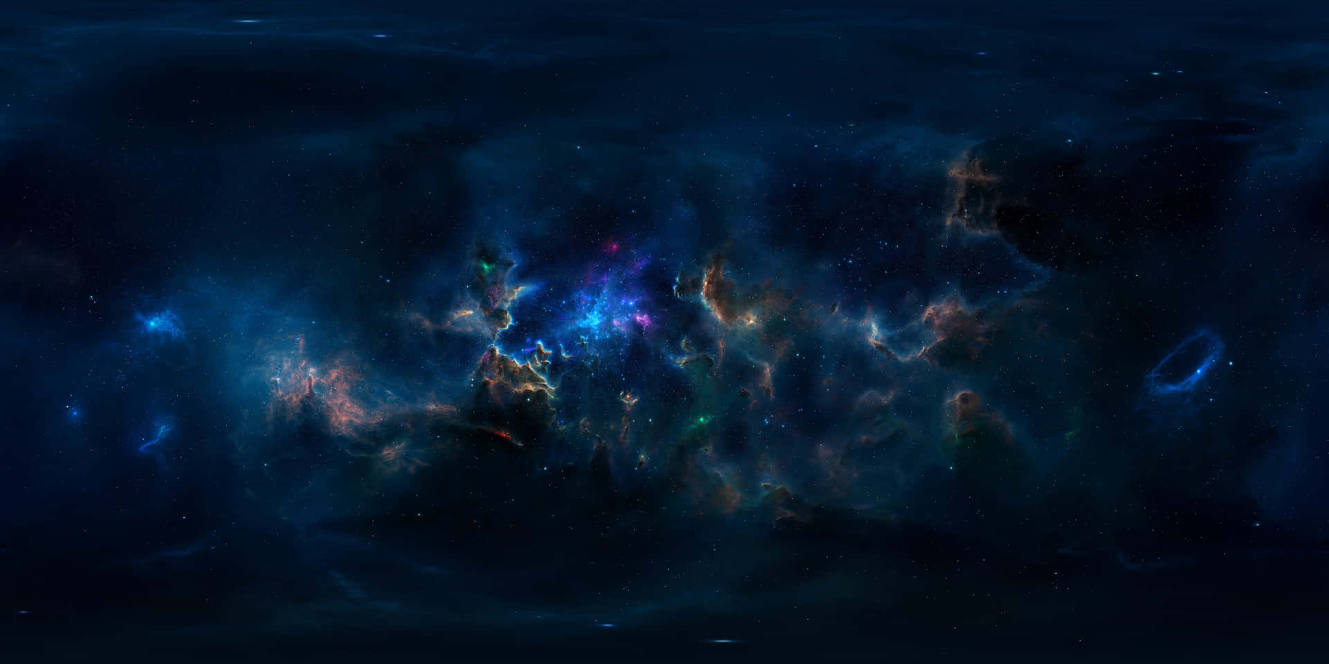 A colorful galaxy-themed painting full of swirling stars and planets Wallpaper