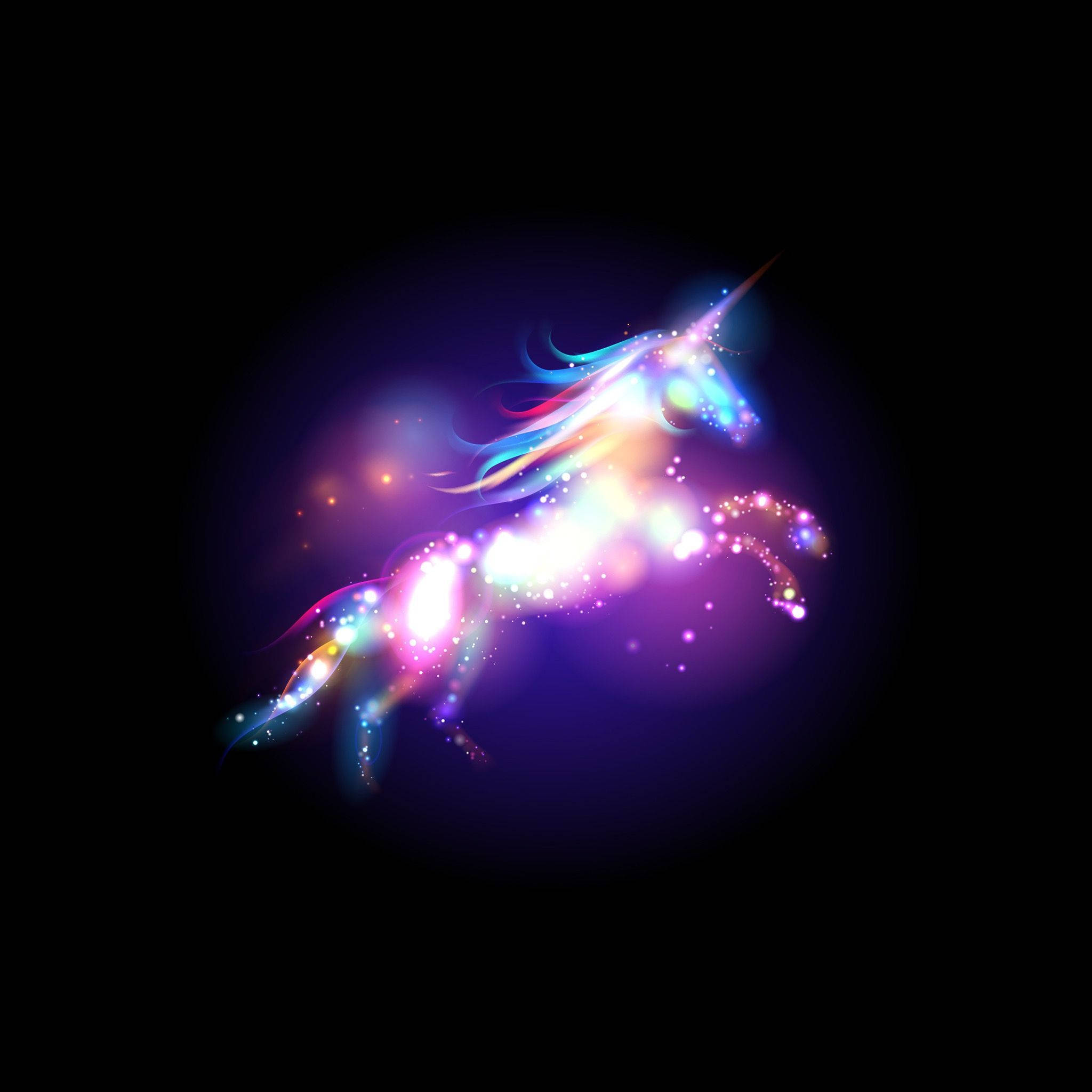 Galaxy Unicorn On Black Background