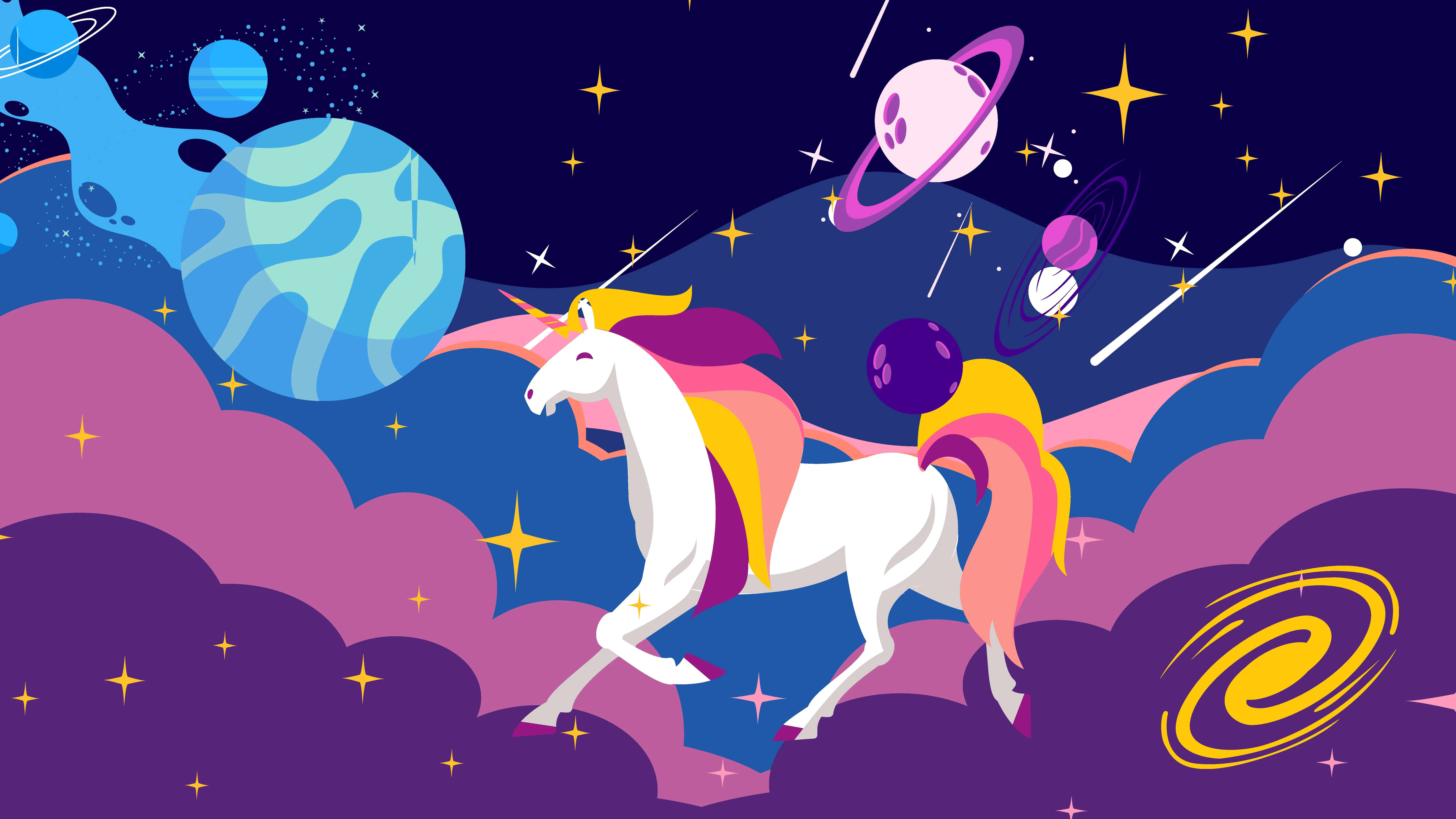Galaxy Unicorn Sublime Cartoon Art Background
