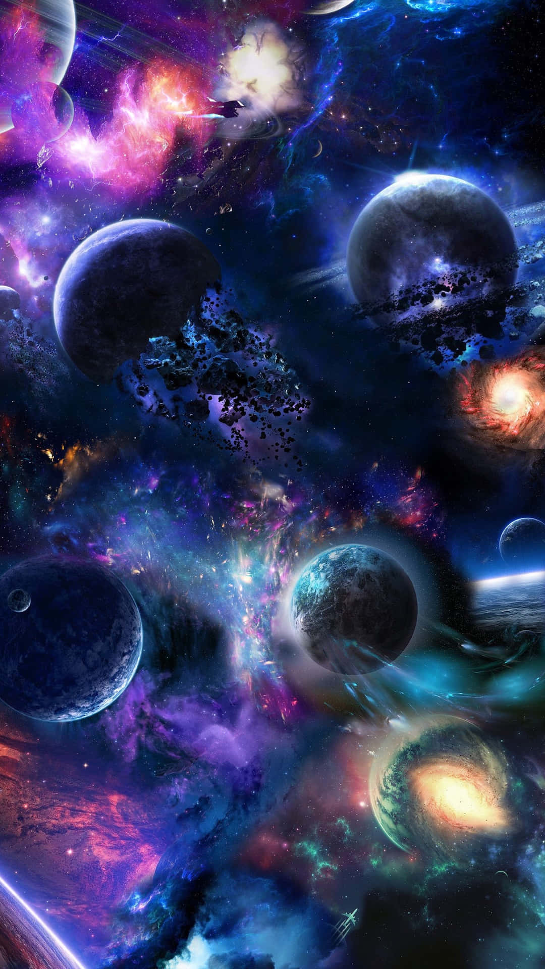 Galaxiacon Planetas Coloridos En Teléfono 4k Fondo de pantalla