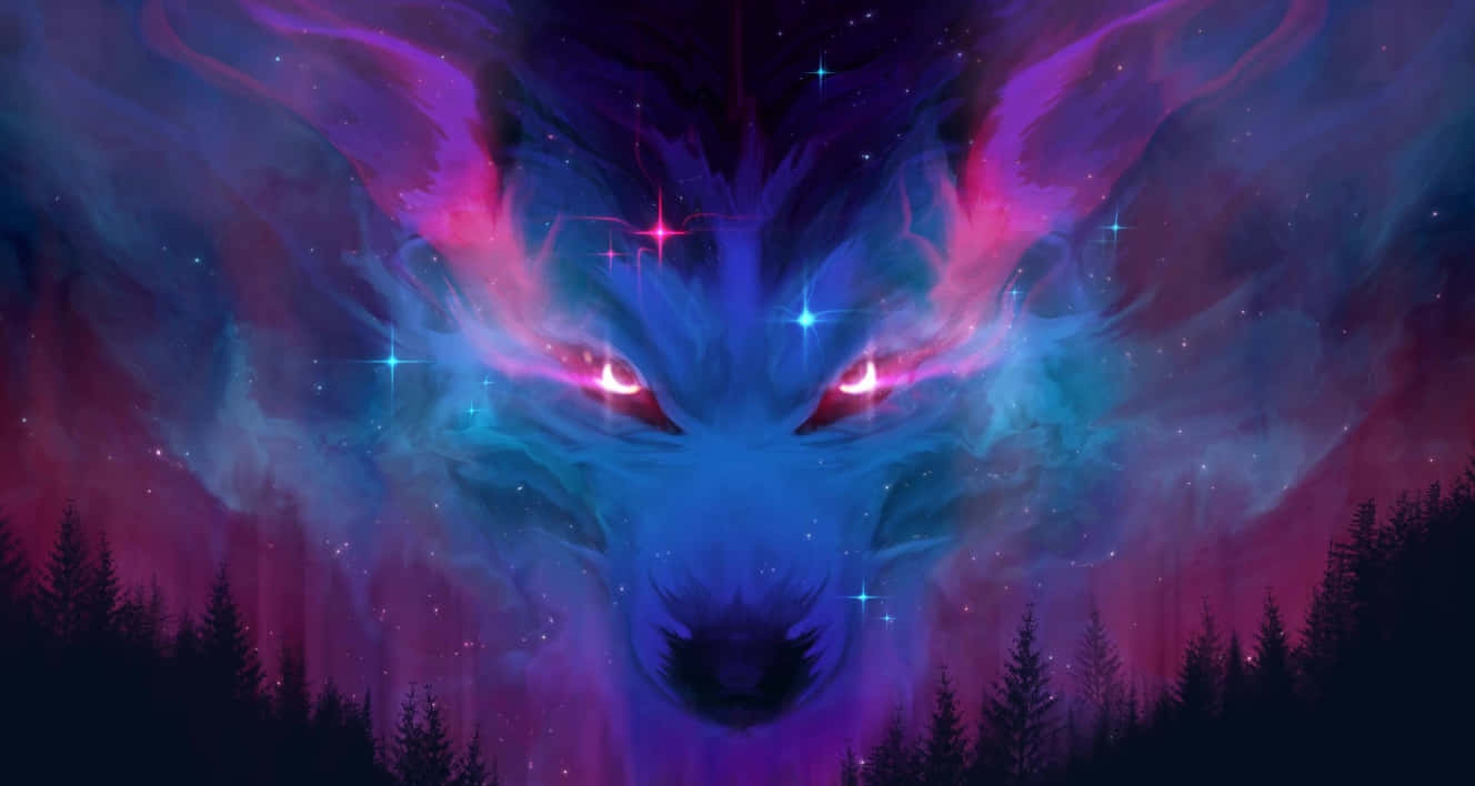'eingalaktischer Wolf Streift Durch Den Nächtlichen Himmel'