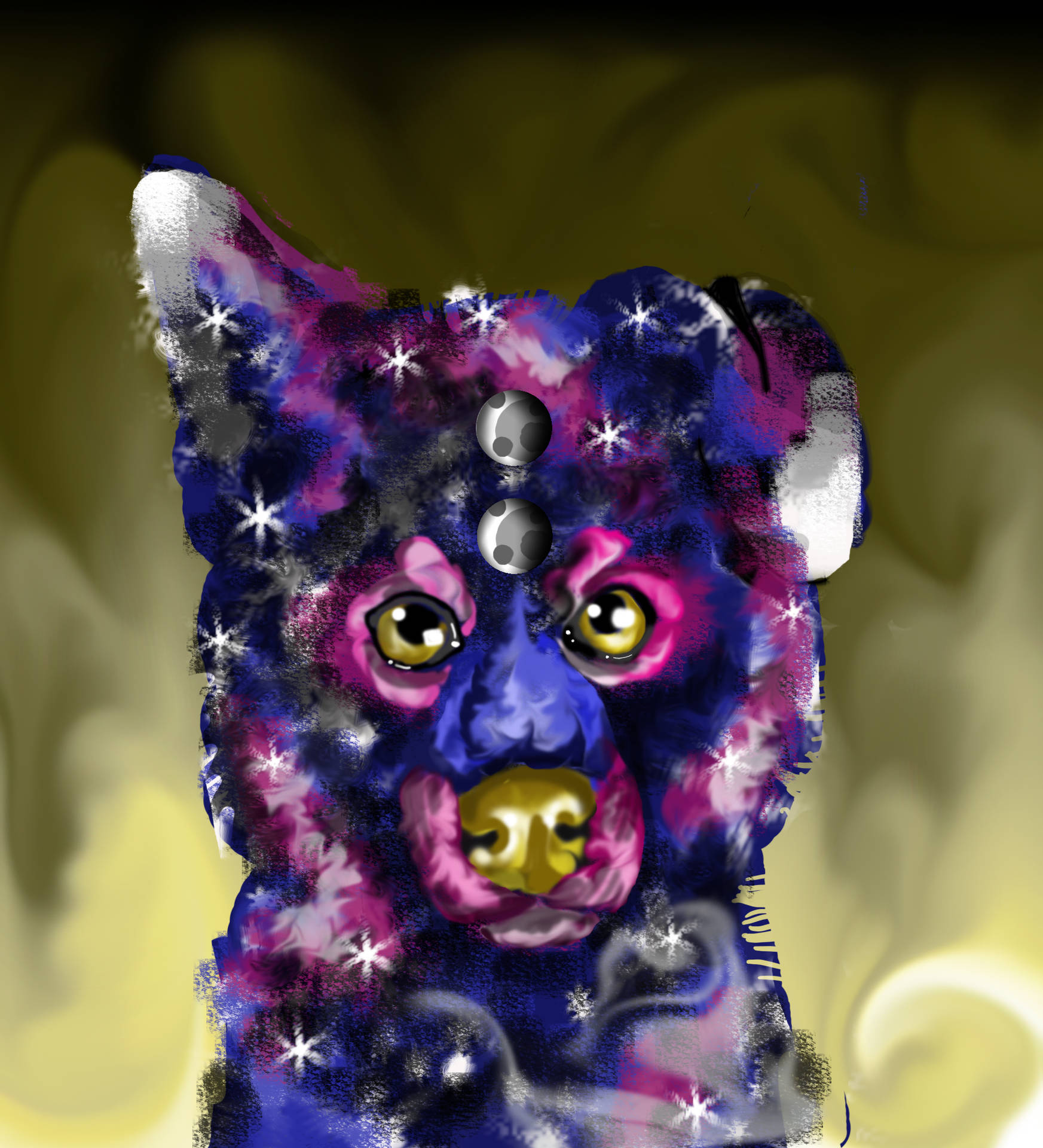 Galaxy Wolf Digital Paint Art Wallpaper