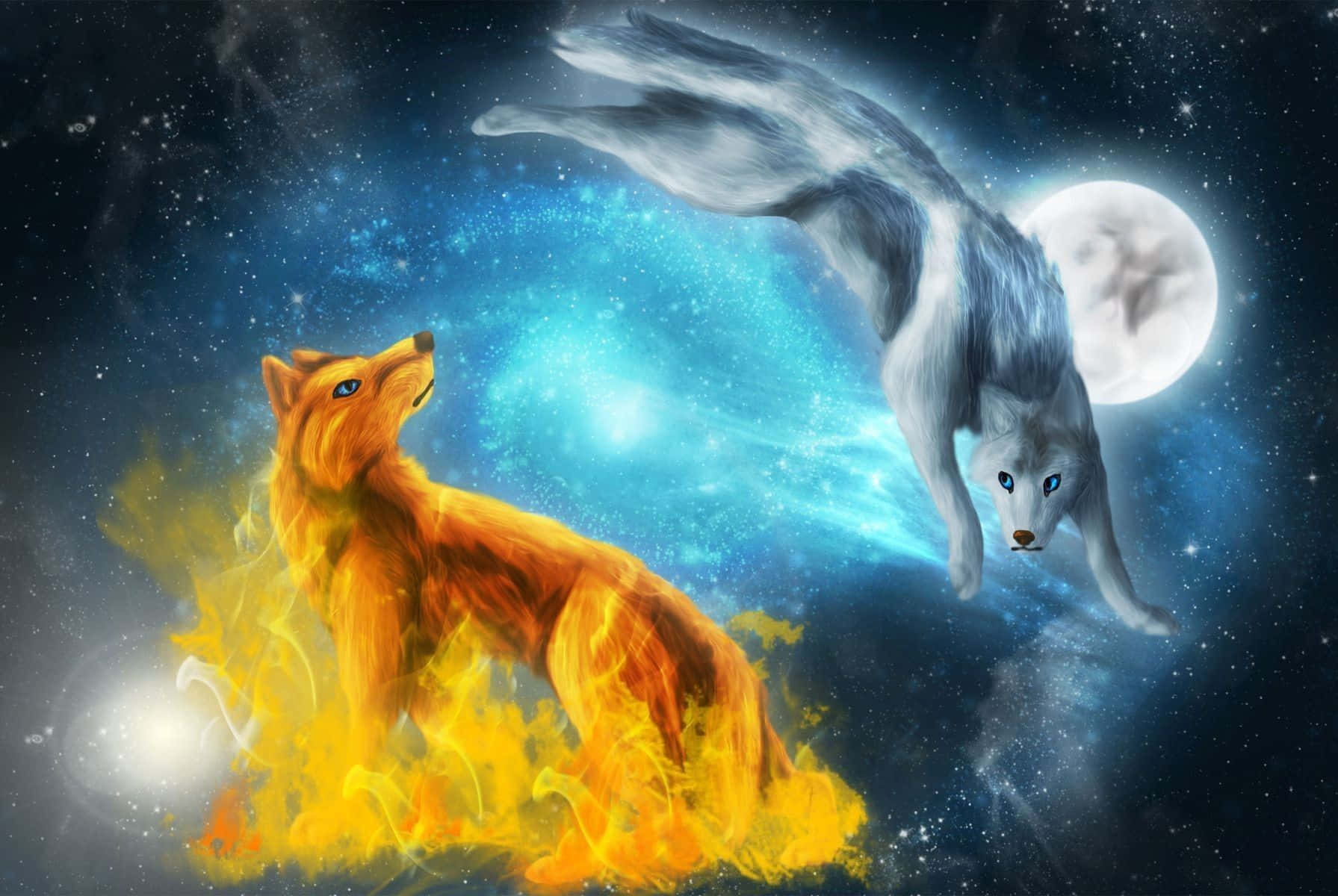 Look closely and you will see the beauty of the galaxy wolves Wallpaper