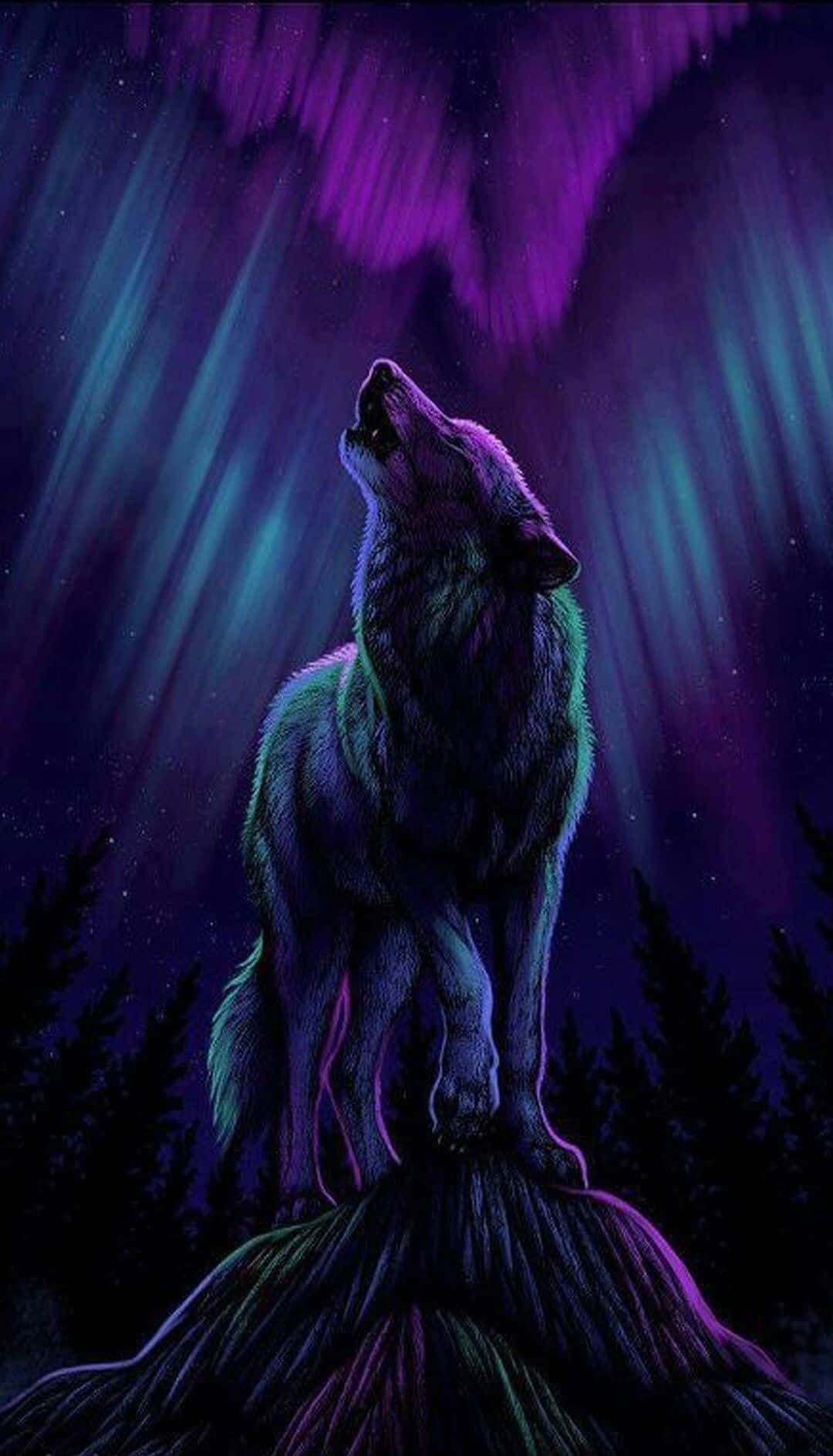 Wolf Howling In The Night Sky Wallpaper