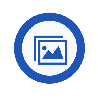 Gallery Icon Blue Circle Background PNG