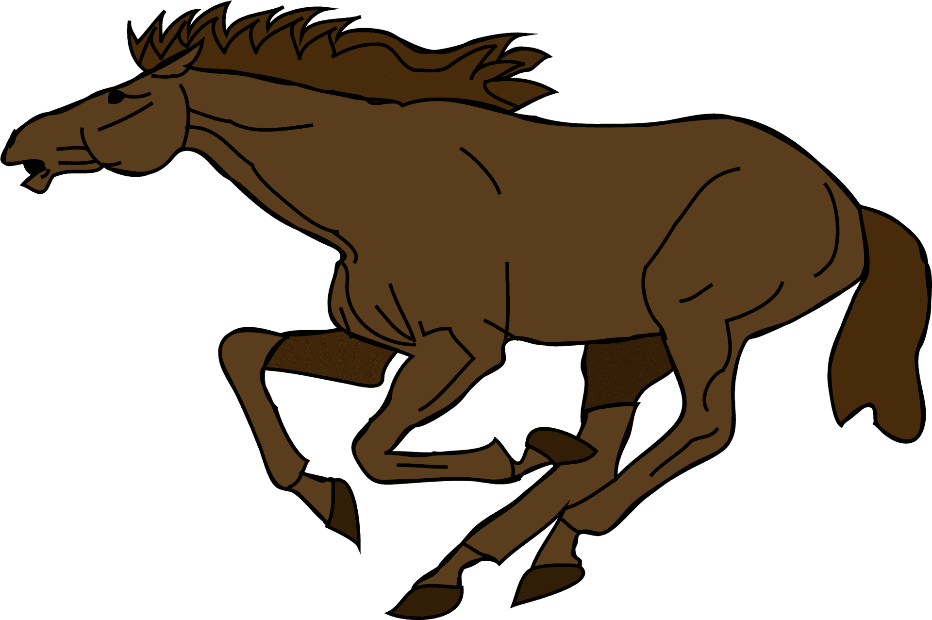 Galloping Brown Horse Cartoon PNG