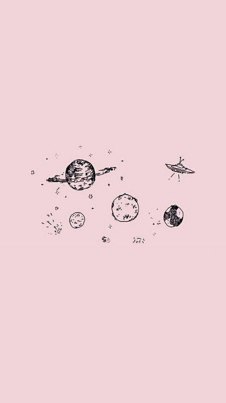Gambar Galaxy Doodles On Pink