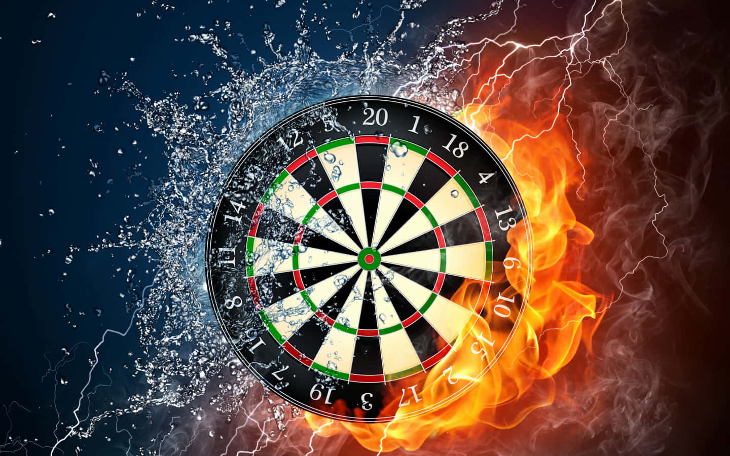 Darts - A Dart Board With Flames And Water
